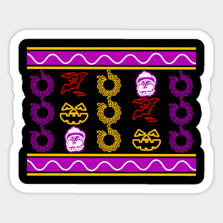 Ugly Halloween Skull Pumpkin Bats Sticker